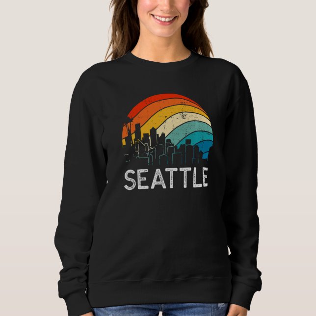 Sweatshirt Retro Washington Seattle Skyline Vintage Urban Sky (Devant)