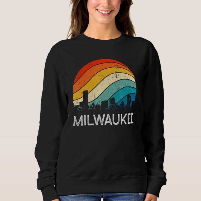 Sweatshirt Retro Wisconsin Milwaukee Skyline Vintage Urban Sk (Devant)