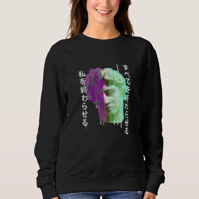 Sweatshirt Rétrowave synthwave vaporwave Glitch statue grecqu (Devant)