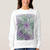 Rêve de fleurs, Abstrait violet vert Fractal Art