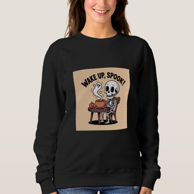 Sweatshirt Réveillez-vous Spock Skeleton Café Halloween Funny (Devant)