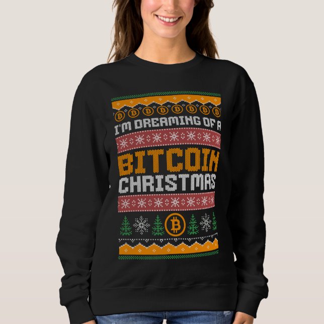 Sweatshirt Rêver un BITCOIN CHRISTMAS Faux Knit Motif (Devant)