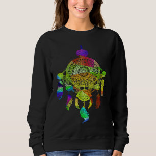 Sweatshirt Rêveuse colorée Plumes Amérites tribales autochton