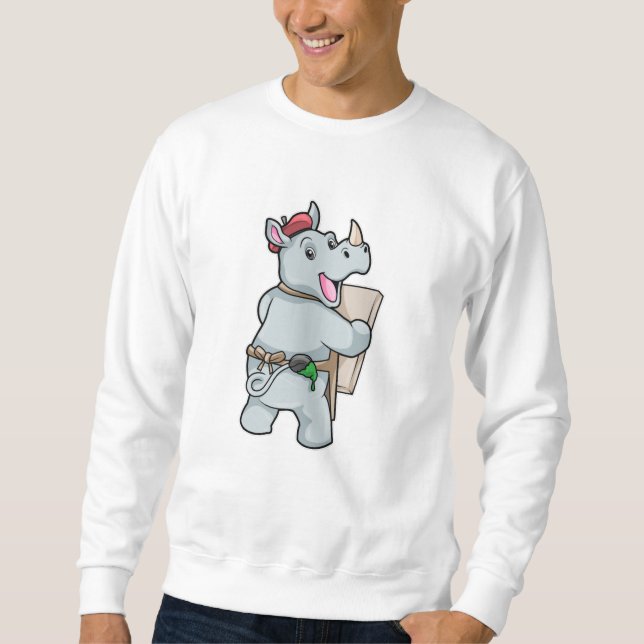 Sweatshirt Rhino à la peinture avec des couleurs (Devant)