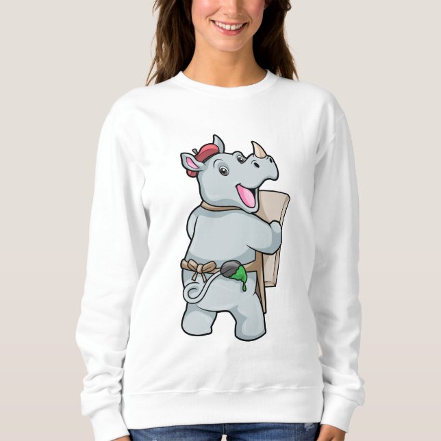 Sweatshirt Rhino à la peinture avec des couleurs (Devant)