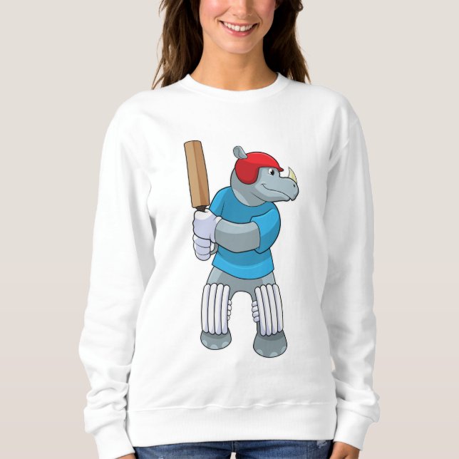 Sweatshirt Rhino au cricket avec chauve-souris de cricket (Devant)