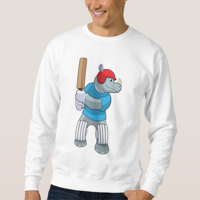 Sweatshirt Rhino au cricket avec chauve-souris de cricket (Devant)