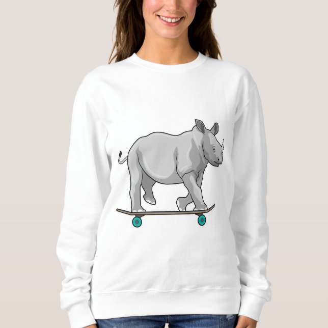 Sweatshirt Rhino en patinage avec skateboard (Devant)