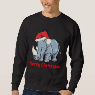 Sweatshirt Rhino Santa Hat Joyeux arbre de Noël Pajama Vacati