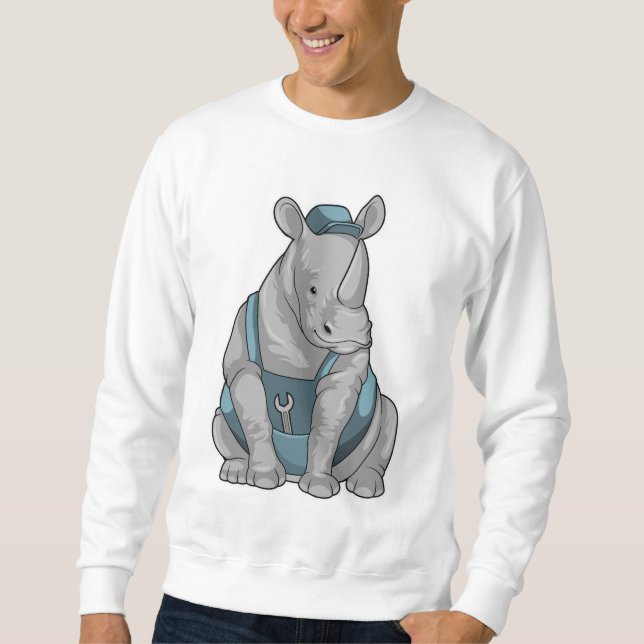 Sweatshirt Rhinocéros en tant qu'ouvrier qualifié avec une cl (Devant)