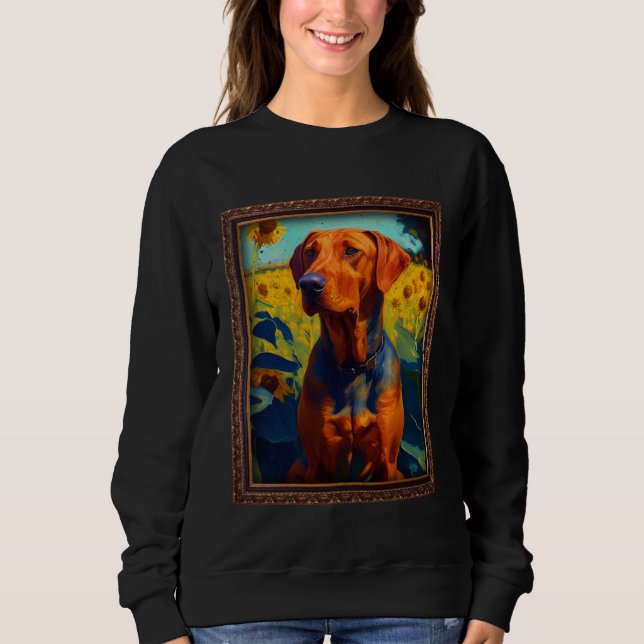 Sweatshirt Rhodesian Ridgeback Painting Sunflower Flower Mom  (Devant)