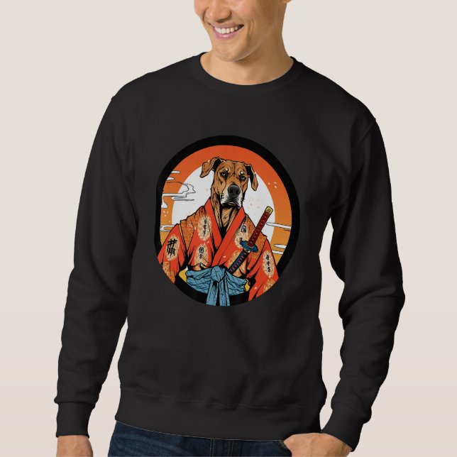 Sweatshirt Rhodesian Ridgeback Samurai Funny Chien Guerrier (Devant)