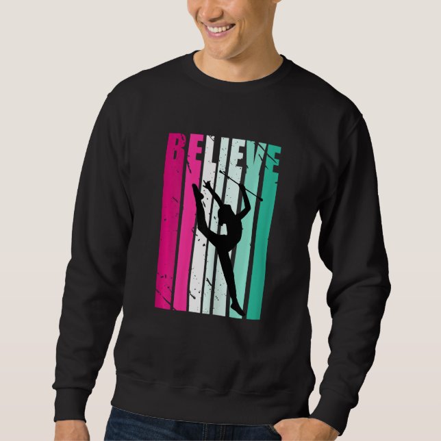 Sweatshirt Rhythmic Gymnastics Pink Green Motivational Believ (Devant)