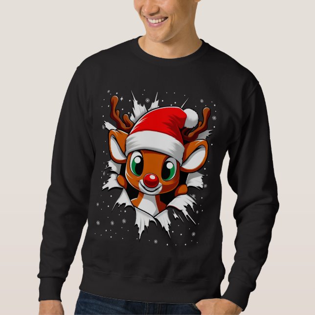 Sweatshirt Rindeer de Noël amusant Rudolph (Devant)
