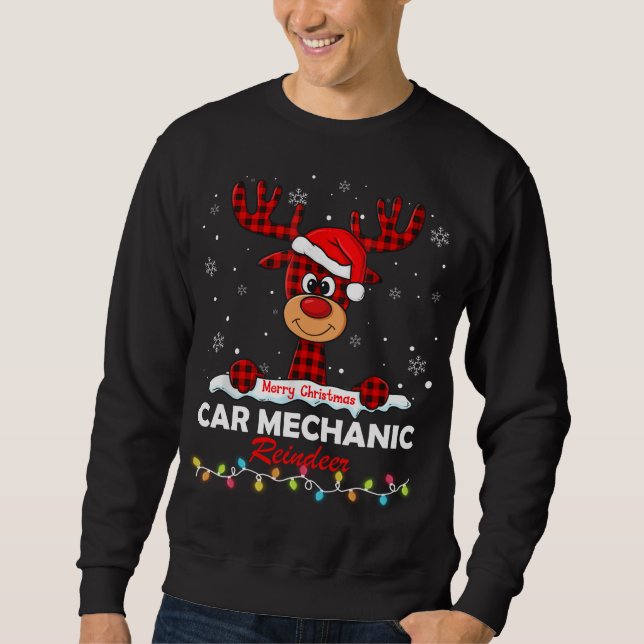 Sweatshirt Rindeer Mécanique De Voiture Santa Hat Buffalo Pla (Devant)