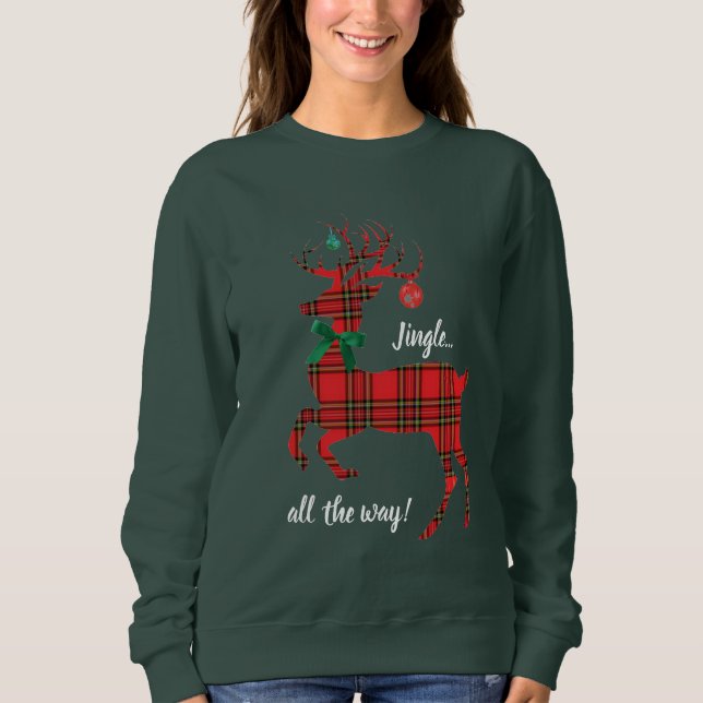 Sweatshirt Rindeer rouge plaid (Jingle tout le chemin!) (Devant)