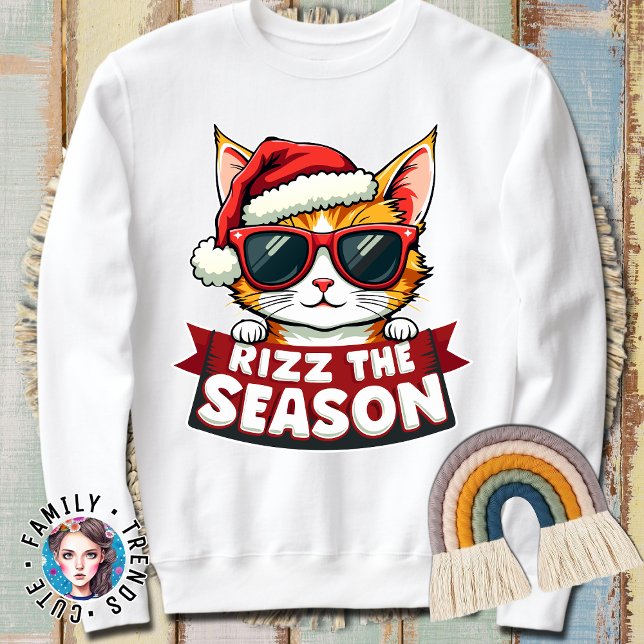 Sweatshirt Rizz La Saison Drôle Noël Rizzmas Chat Père Noël (Créateur téléchargé)