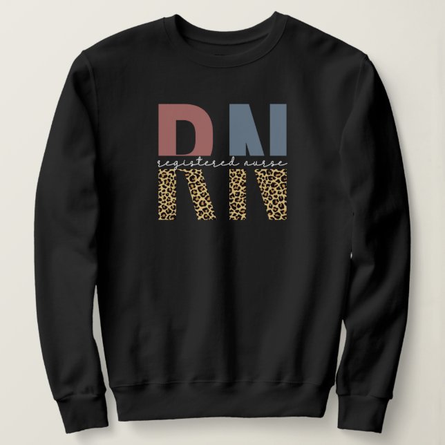 Sweatshirt RN Infirmière inscrite Cheetah Imprimer Graduation (Design devant)