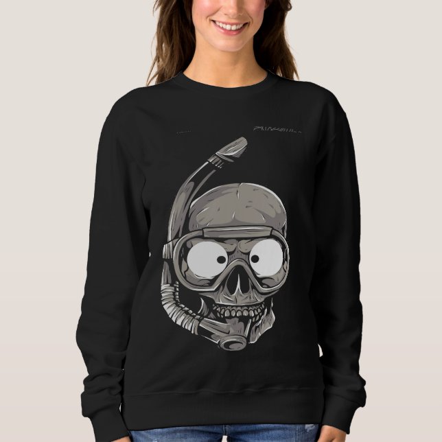Sweatshirt Robe imprimée Skull Face avec masque de snorkeling (Devant)