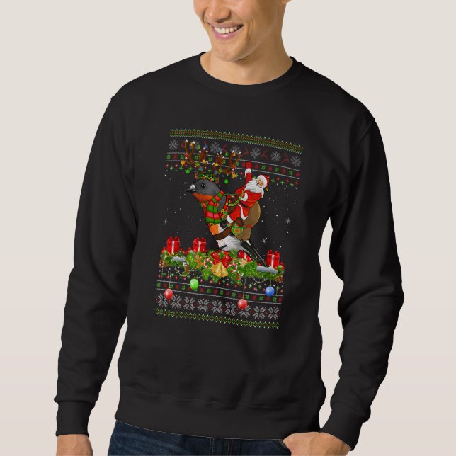 Sweatshirt Robin Bird  Ugly Santa Riding Robin Christmas (Devant)