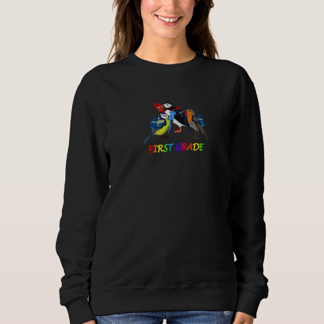 Sweatshirt Robin Puffin Oiseau Premier Jour d'École Première  (Devant)
