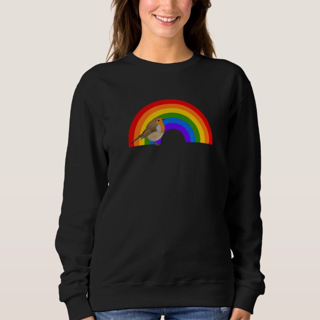 Sweatshirt Robin Rainbow Bird Bird  Birdwatcher Animal Biolog (Devant)
