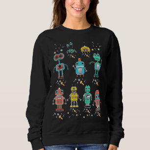 Sweatshirt Robotique Ingénierie Cute Retro Coloré Robot Col