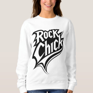 Sweatshirt Rock Chick - Audacieuse Typographie noir et blanc