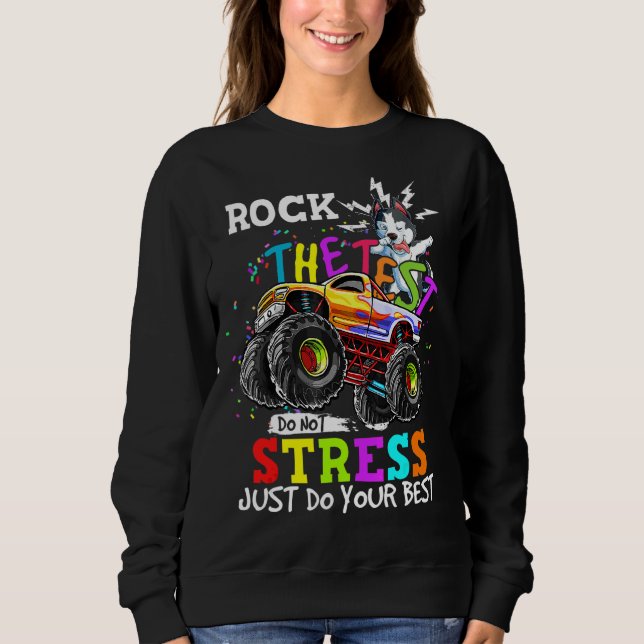 Sweatshirt Rock Enseignant Test Siberian Husky Dabbing Monst (Devant)