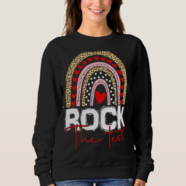 Sweatshirt Rock Le Jour De Test Enseignant Rainbow Leopard Te (Devant)