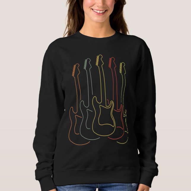 Sweatshirt Rock N Roll Guitare Rétro Multicolor (Devant)