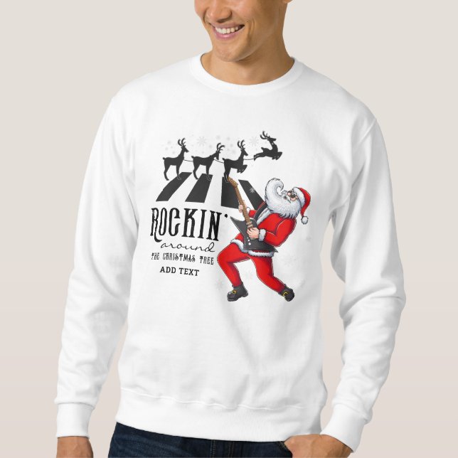 Sweatshirt Rock N Roll Père Noël Reindeer Rockin Fête de Noël (Devant)