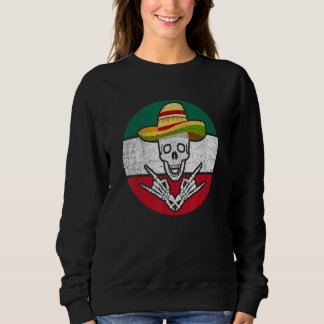 Sweatshirt Rock On Mexican Skeleton Sombrero Dia De Los Muert
