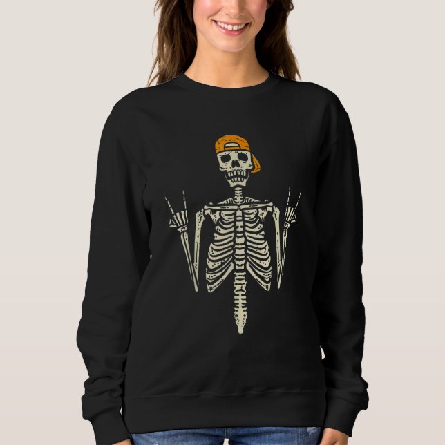Sweatshirt Rocker Skater Skeleton Cap Cool Halloween Punk Men (Devant)