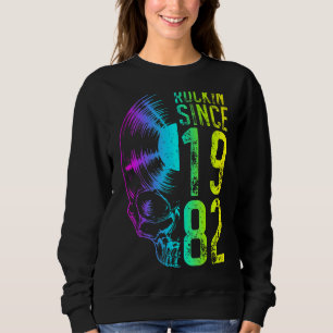 Sweatshirt Rockin' depuis 1982 Vintage Vinyl Record Gothic Sk