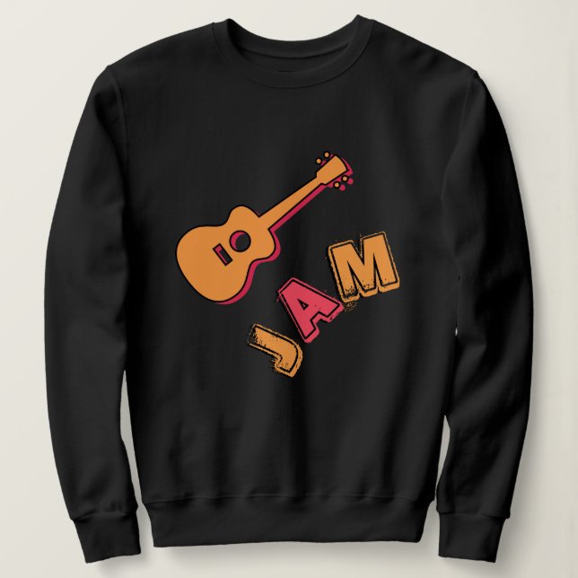 Sweatshirt Rocking Guitar, Music Jam Style, Orange et Red Art (Design devant)