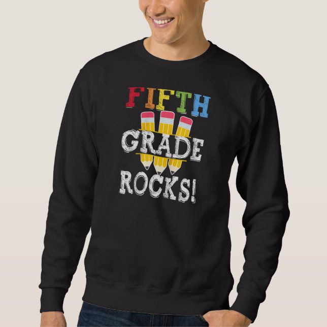 Sweatshirt Rocks de 5e année Retour à l'école Étudiant Enseig (Devant)