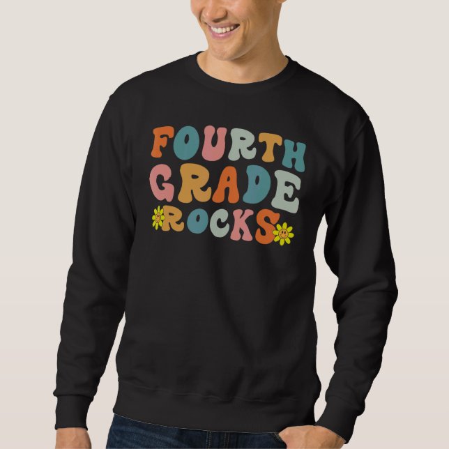 Sweatshirt Rocks de quatrième année Retour à l'école Rétro en (Devant)
