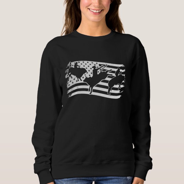 Sweatshirt Rodeo bull rider Distressed US american flag vinta (Devant)