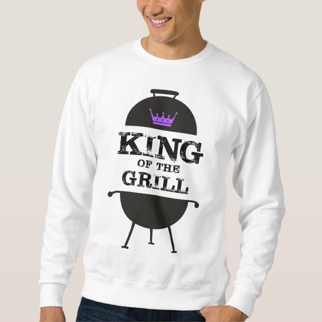 Sweatshirt Roi Du Grill, Couronne Violette Noire (Devant)