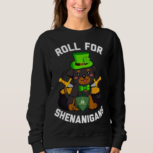 Sweatshirt Roll Pour Shenanigans Rottweiler Chien D20 Rpg St  (Devant)