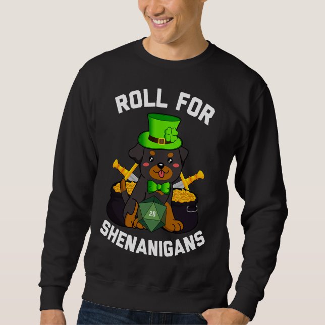 Sweatshirt Roll Pour Shenanigans Rottweiler Chien D20 Rpg St  (Devant)