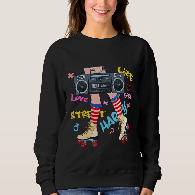 Sweatshirt Roller Skate 90s Disco Skating Girl Women (Devant)