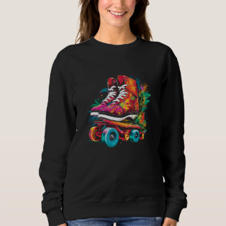 Sweatshirt Roller Skates Cartoon Style Indoor Sport
