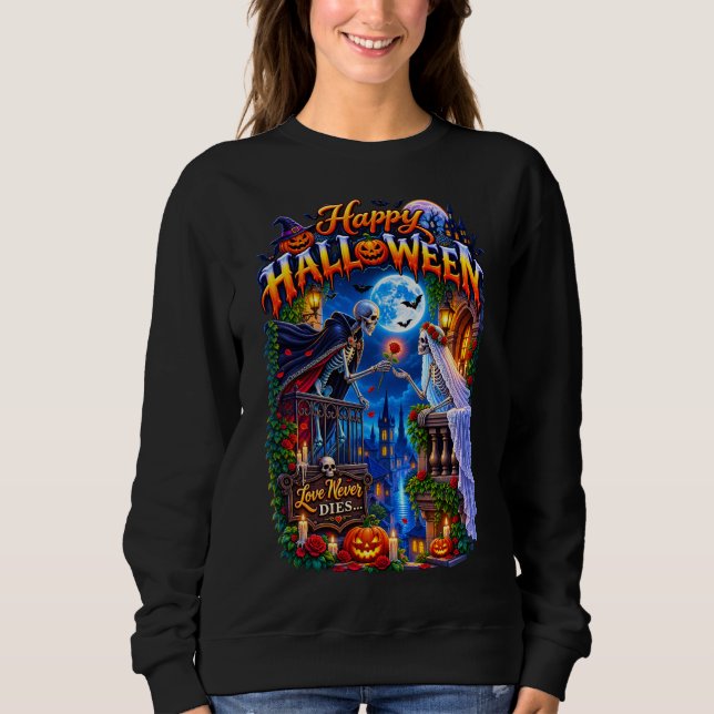 Sweatshirt Romance gothique effrayant avec clair de lune, ros (Devant)