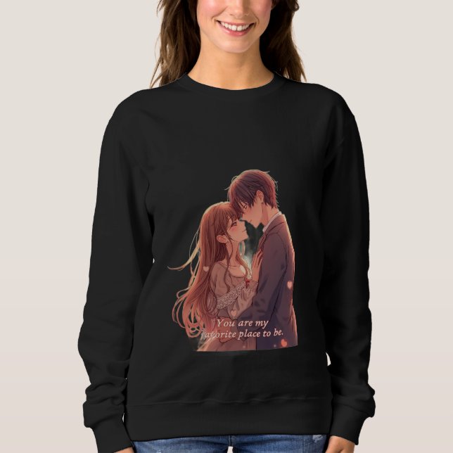 Sweatshirt Romantic Anime Couple - Valentine's Day  Aesthetic (Devant)