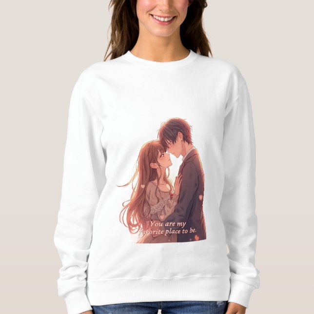 Sweatshirt Romantic Anime Couple - Valentine's Day  Aesthetic (Devant)