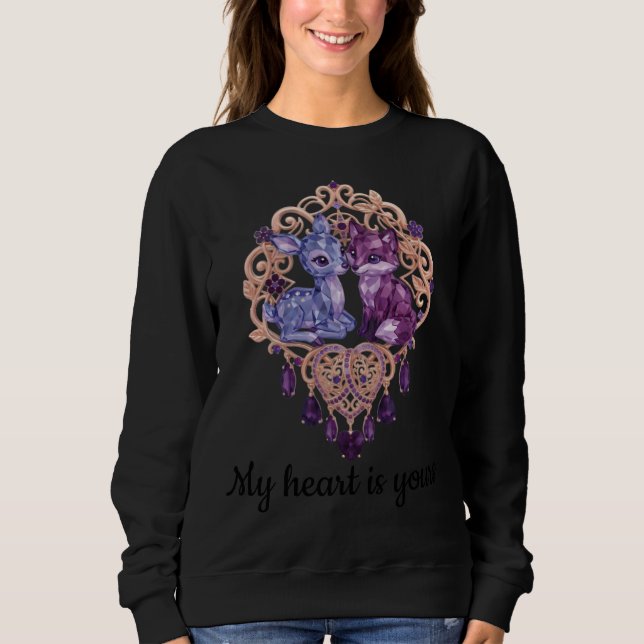 Sweatshirt Romantic Crystal Animals Custom Couple (Devant)
