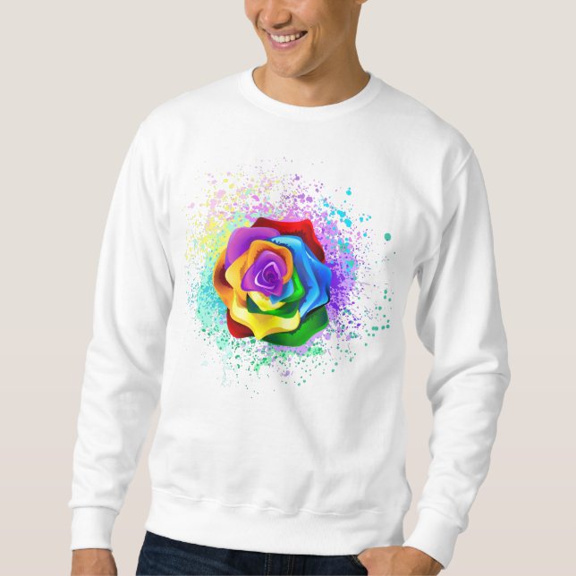 Sweatshirt Rose arc-en-ciel coloré (Devant)