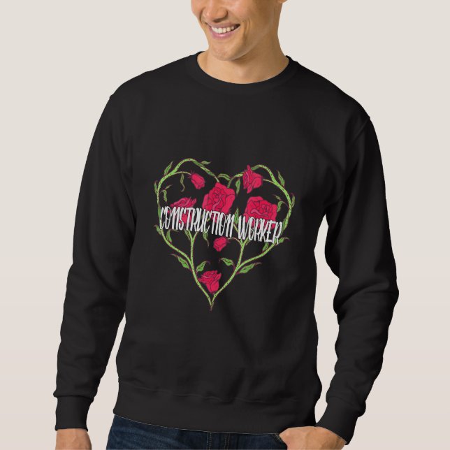 Sweatshirt Rose cardiaque du travailleur de la construction (Devant)